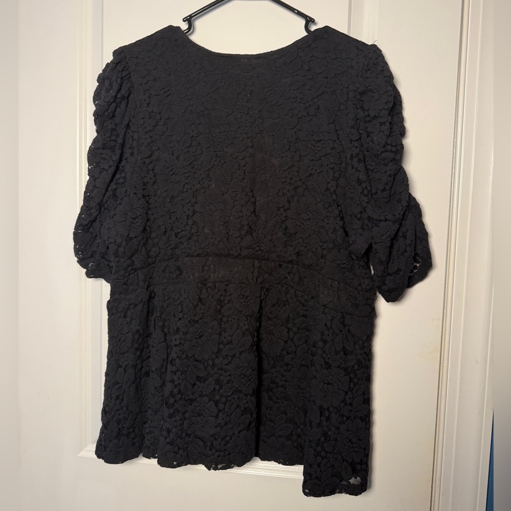 Torrid Black Lace Babydoll Whimsygoth Sweetheart Neckline Peplum Top 3X - Picture 5 of 7